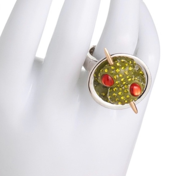New Betsey Johnson Ring Martini Glass Olive Cocktail Ring - Picture 2 of 16